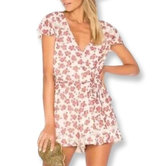 Tularosa x Revolve NWT Ashby Romper Cream + Red Florals Size Medium - Picture 1 of 14